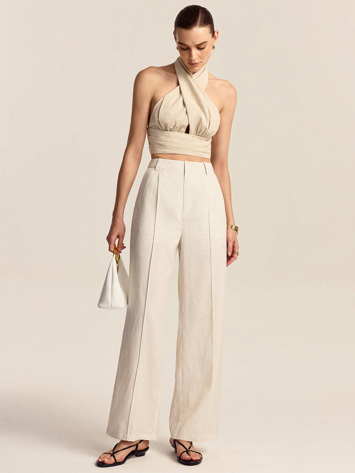 Top Court Sans Manches en Coton et Lin