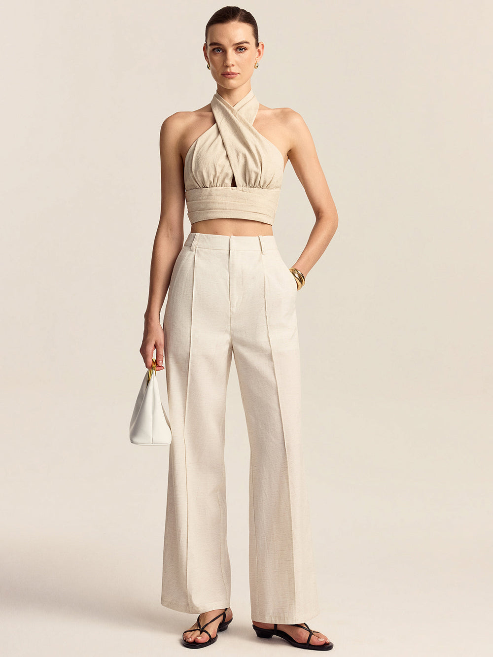 Pantalon en mélange Tencel et Lin