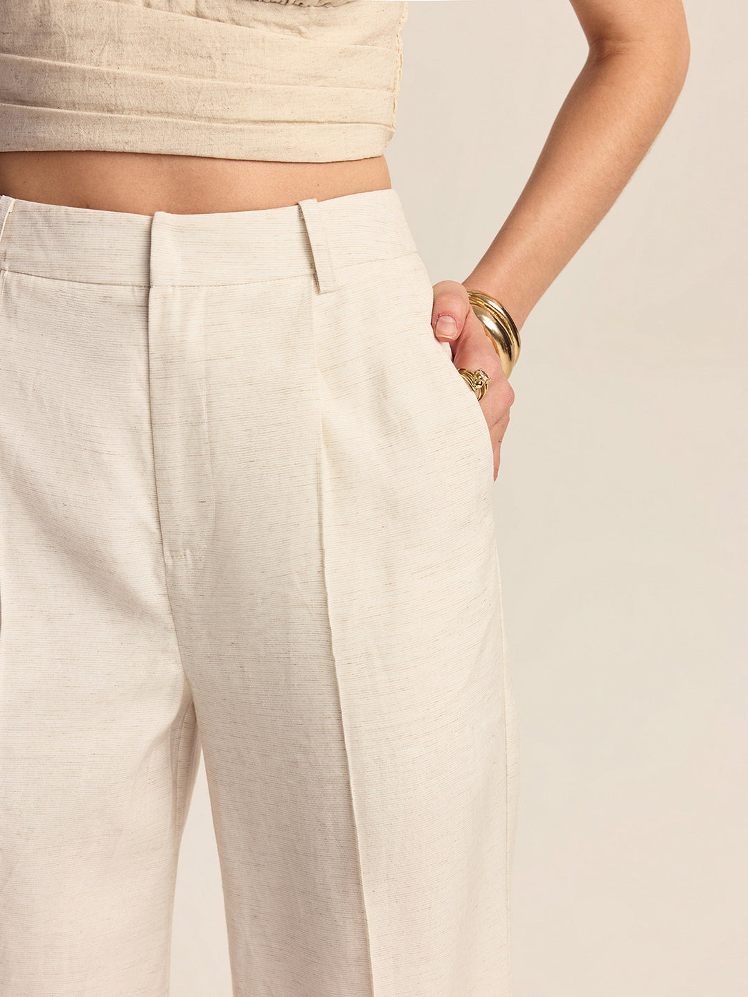 Pantalon en mélange Tencel et Lin