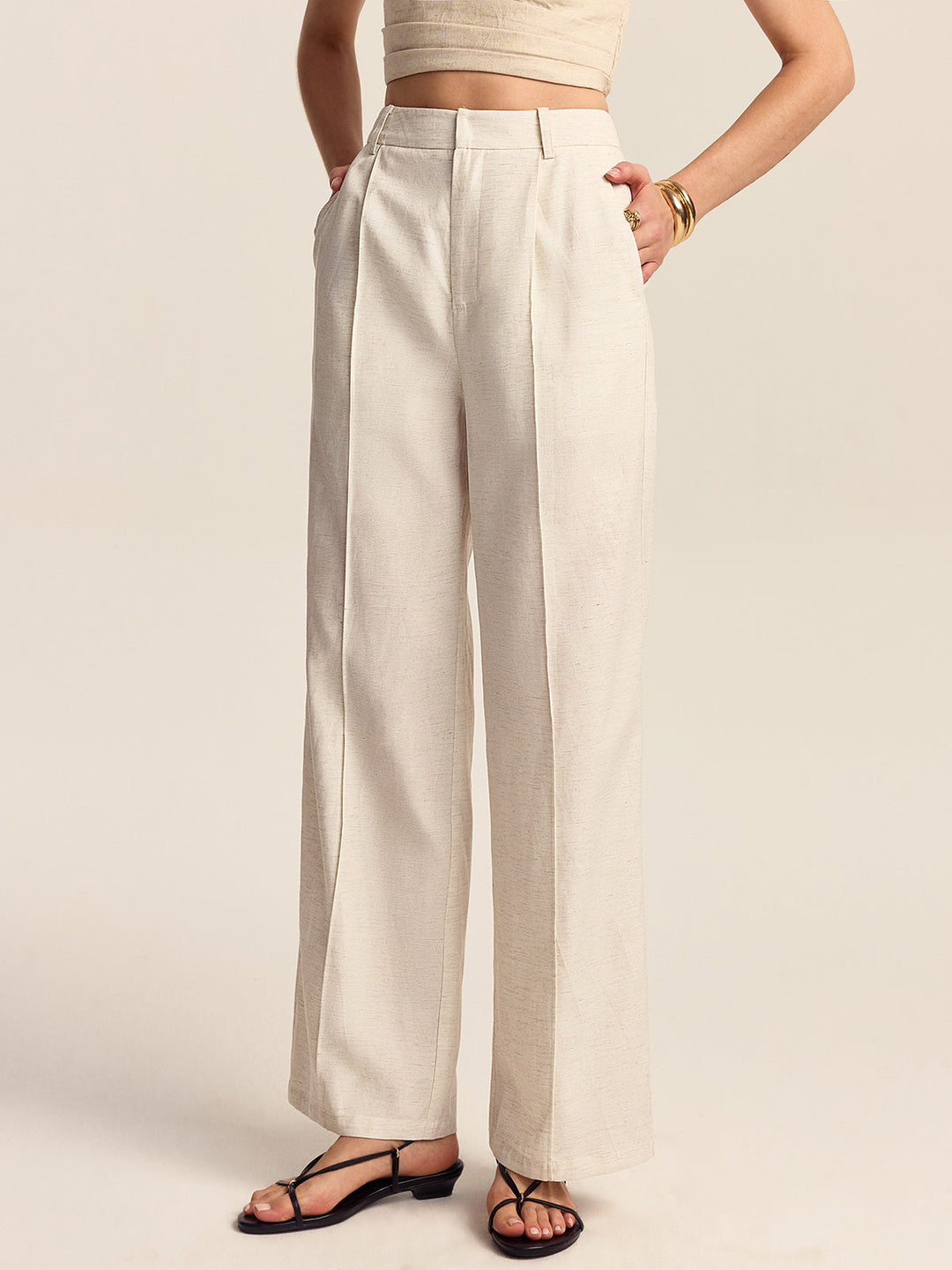 Pantalon en mélange Tencel et Lin