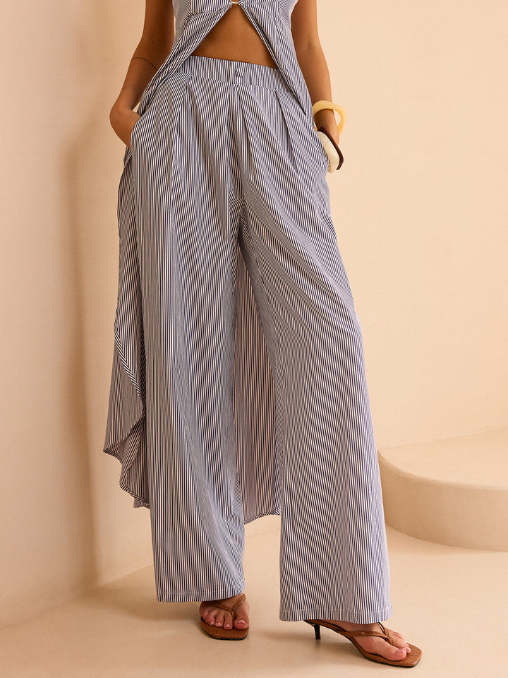 Ensemble short et pantalon large rayé