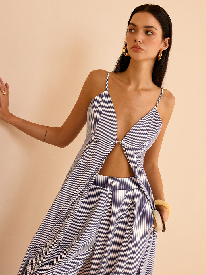 Ensemble short et pantalon large rayé