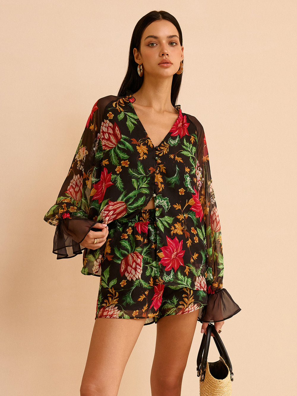 Blouse à Imprimé Floral en Mousseline