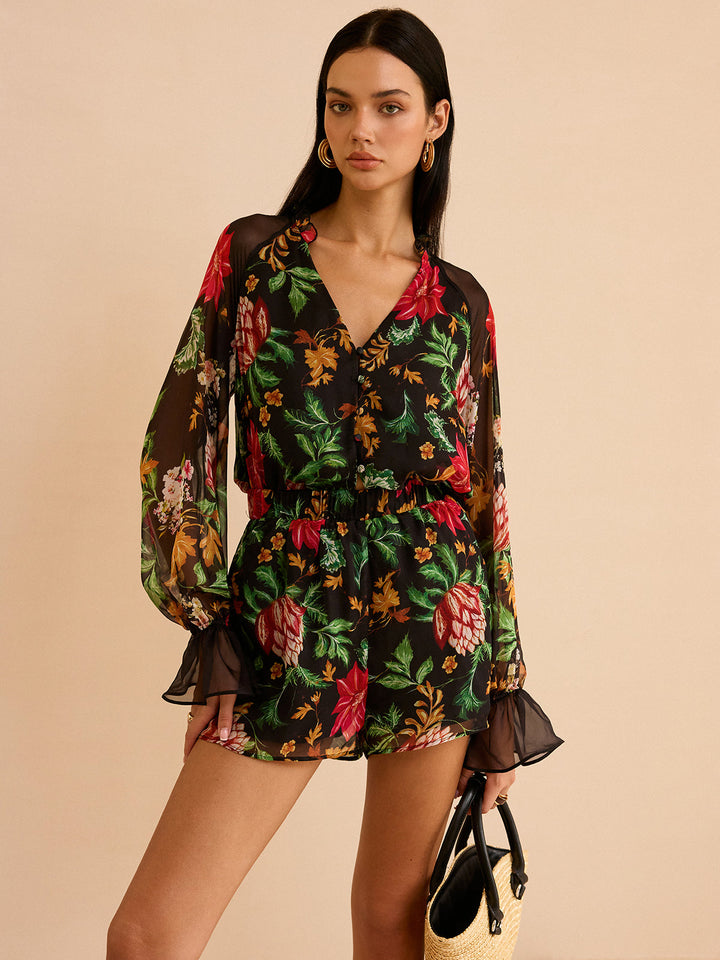 Blouse à Imprimé Floral en Mousseline