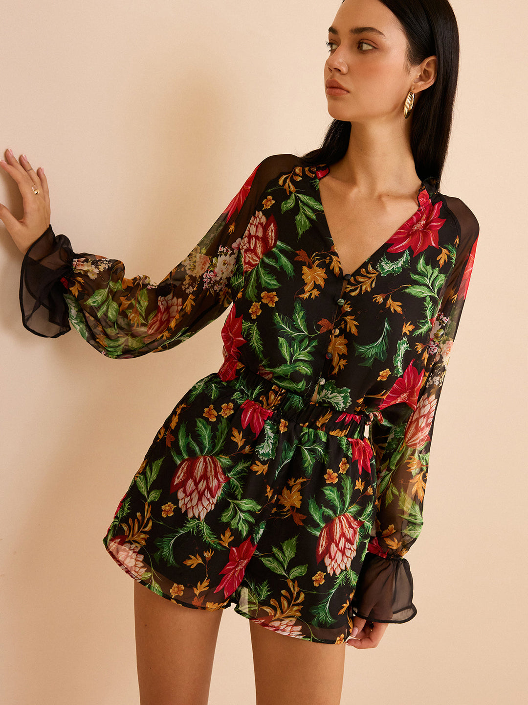 Blouse à Imprimé Floral en Mousseline