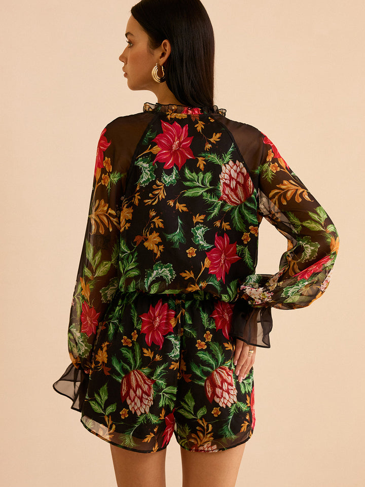 Blouse à Imprimé Floral en Mousseline