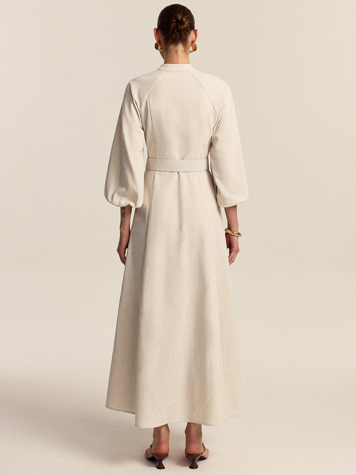 Robe Longue Ceinturée Boutonnée