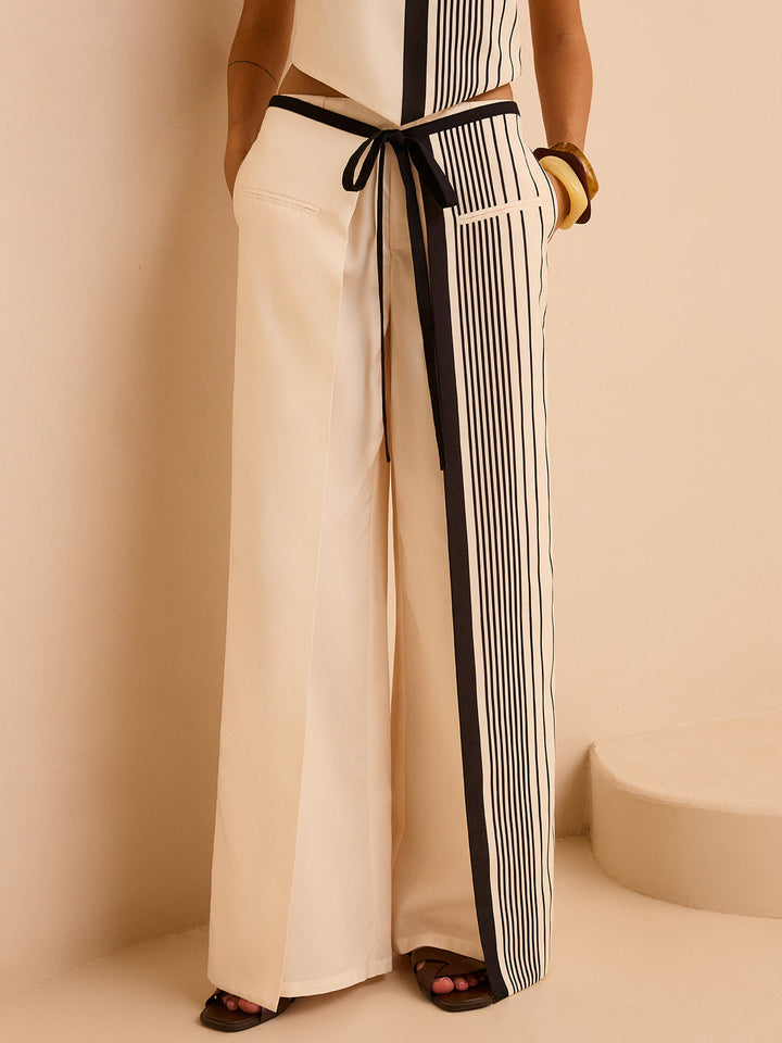Pantalon Taille Basse à Rayures