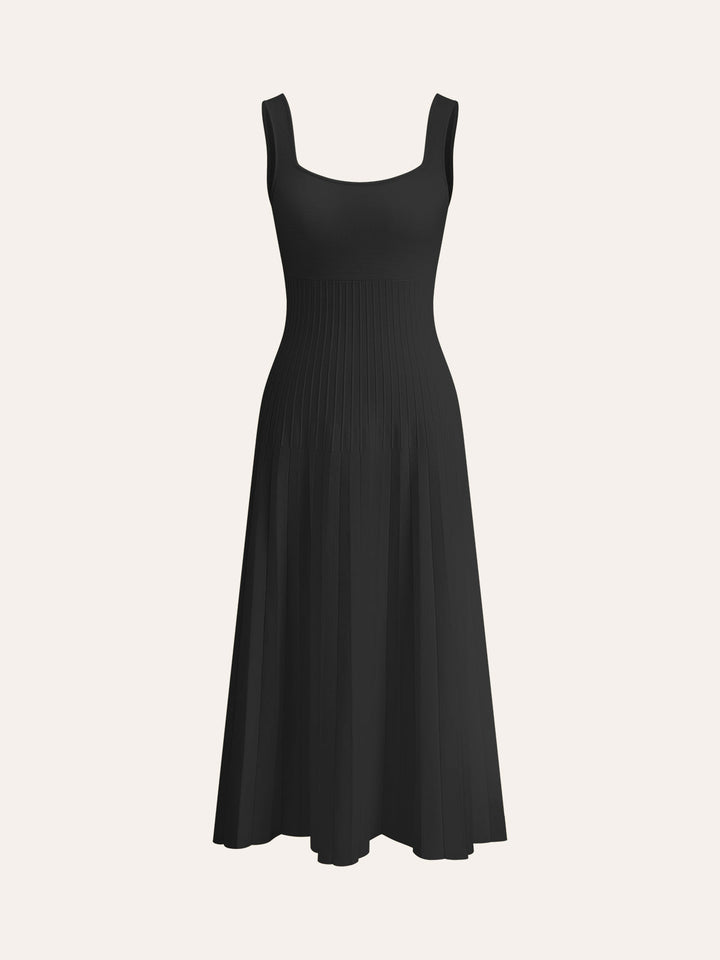 Robe En Maille Côtelée à Col Carré