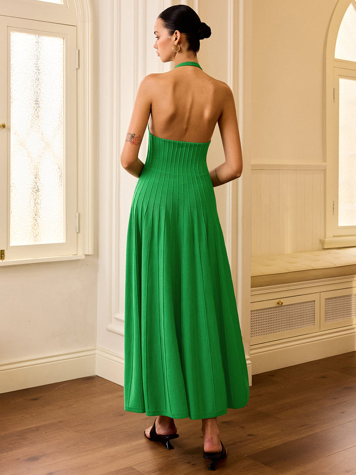 Robe Longue à Col Tour de Cou en Tricot