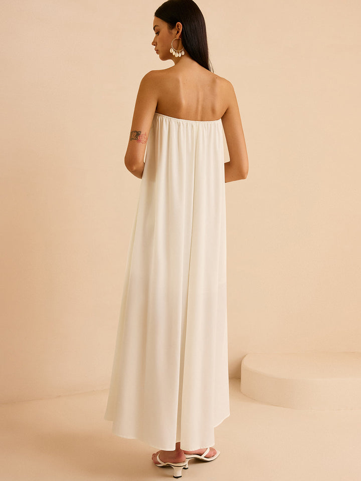 Robe Longue Sans Bretelles Imprimée à Fleurs