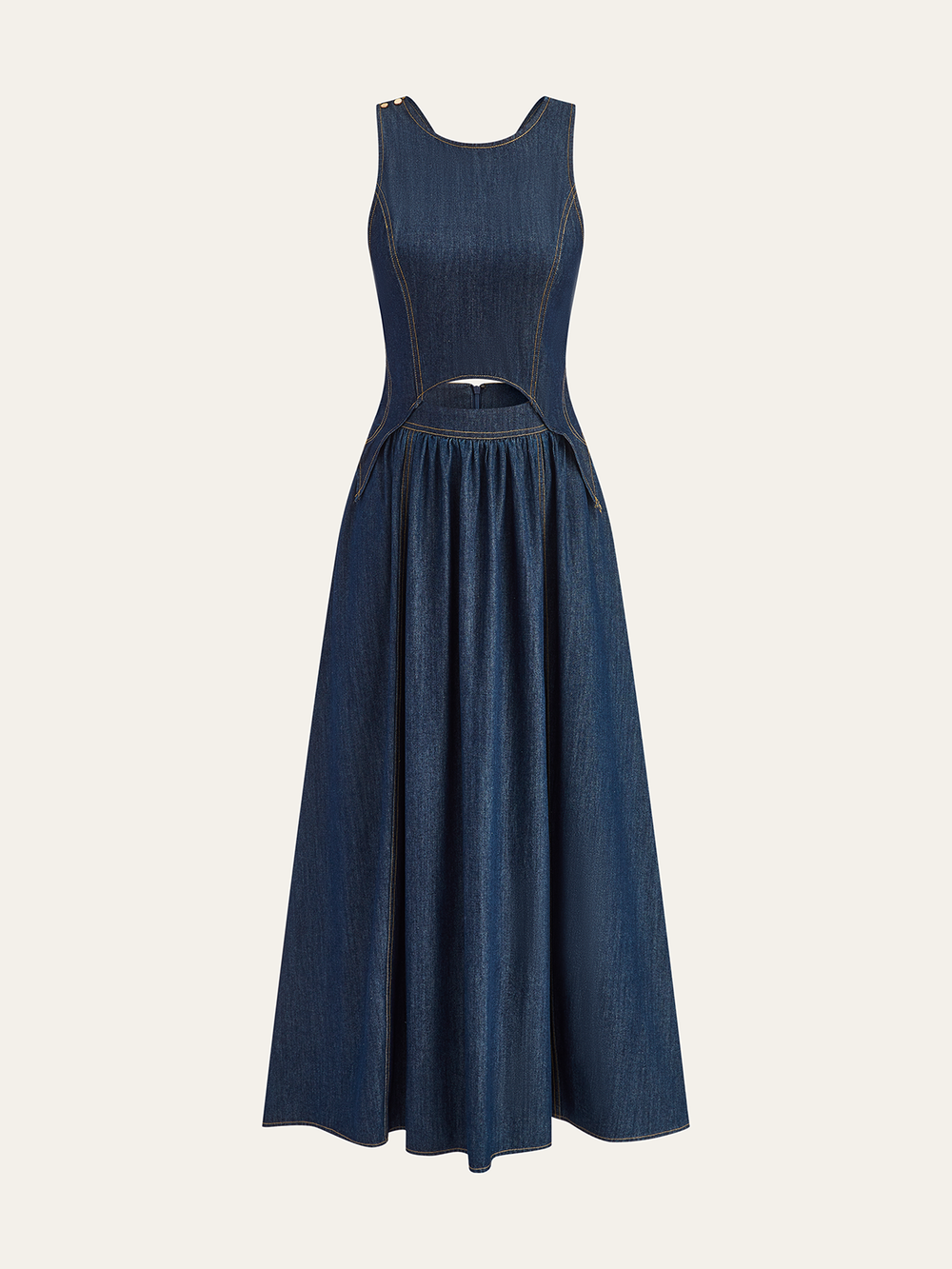 Robe mi-longue en jean découpée