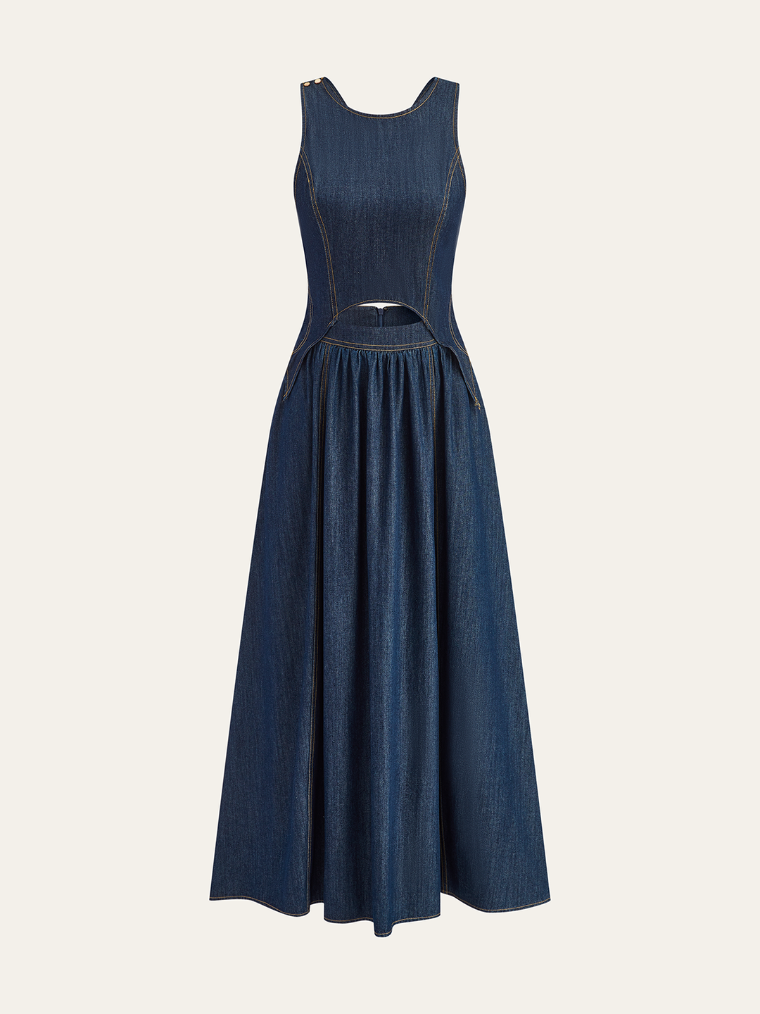 Robe mi-longue en jean découpée