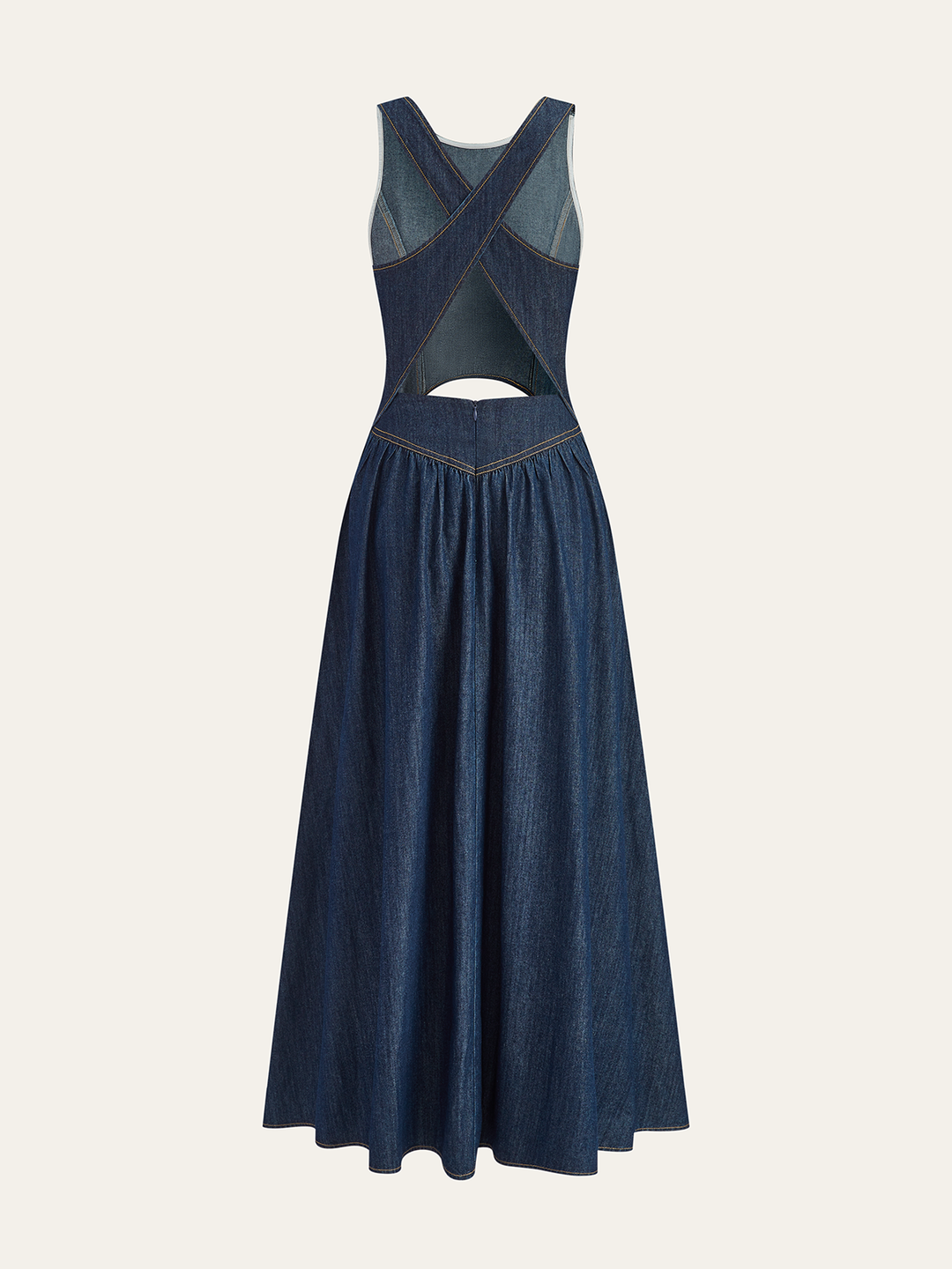 Robe mi-longue en jean découpée