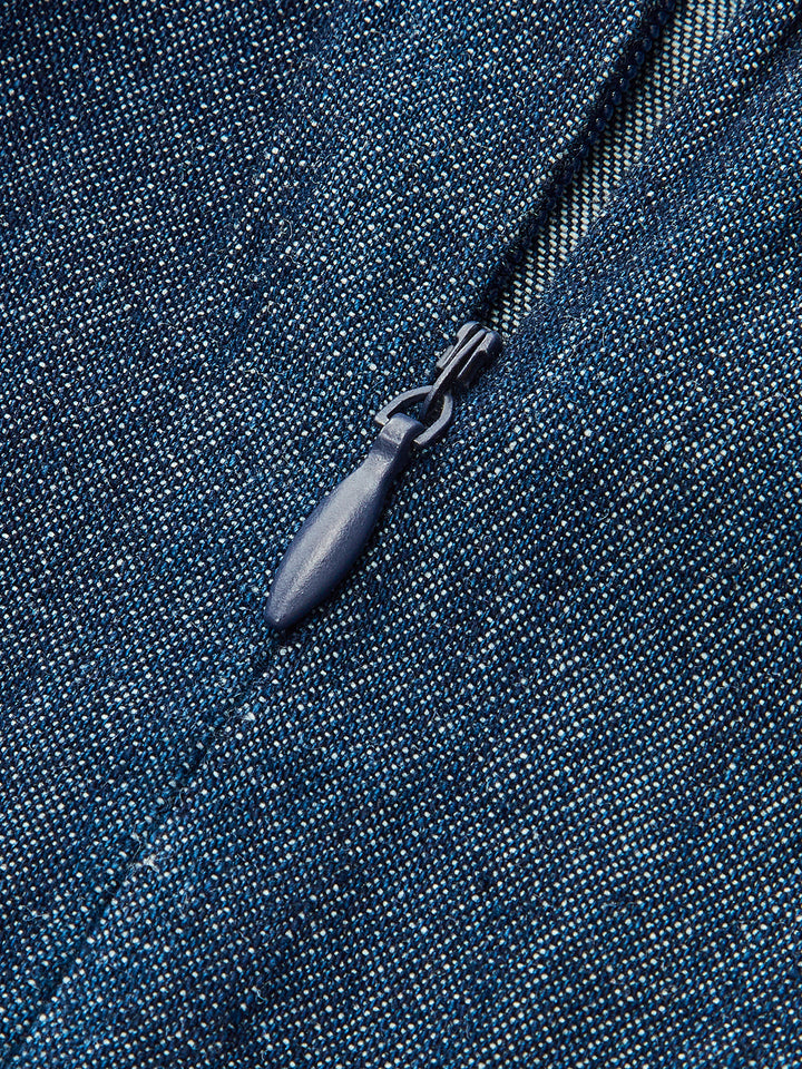 Robe mi-longue en jean découpée