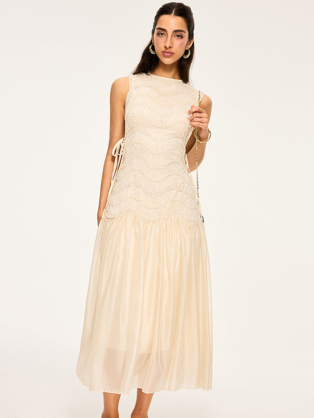 Robe en Tulle Texturé Semi-Transparent