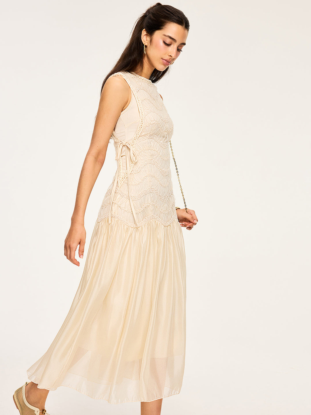 Robe en Tulle Texturé Semi-Transparent
