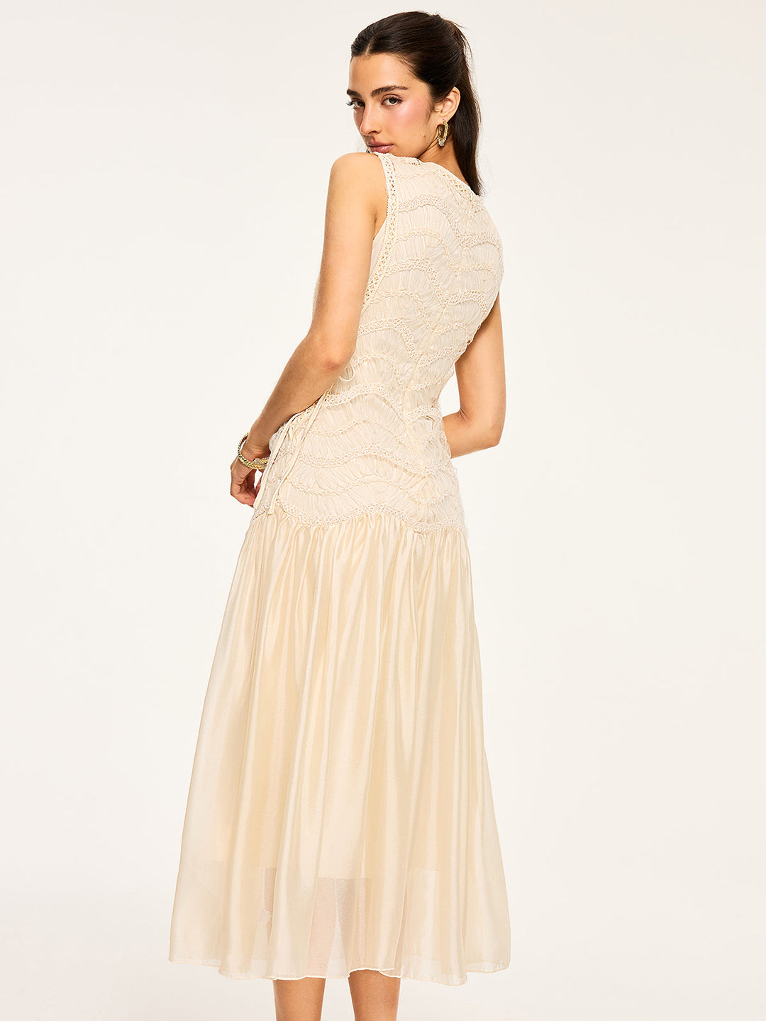 Robe en Tulle Texturé Semi-Transparent