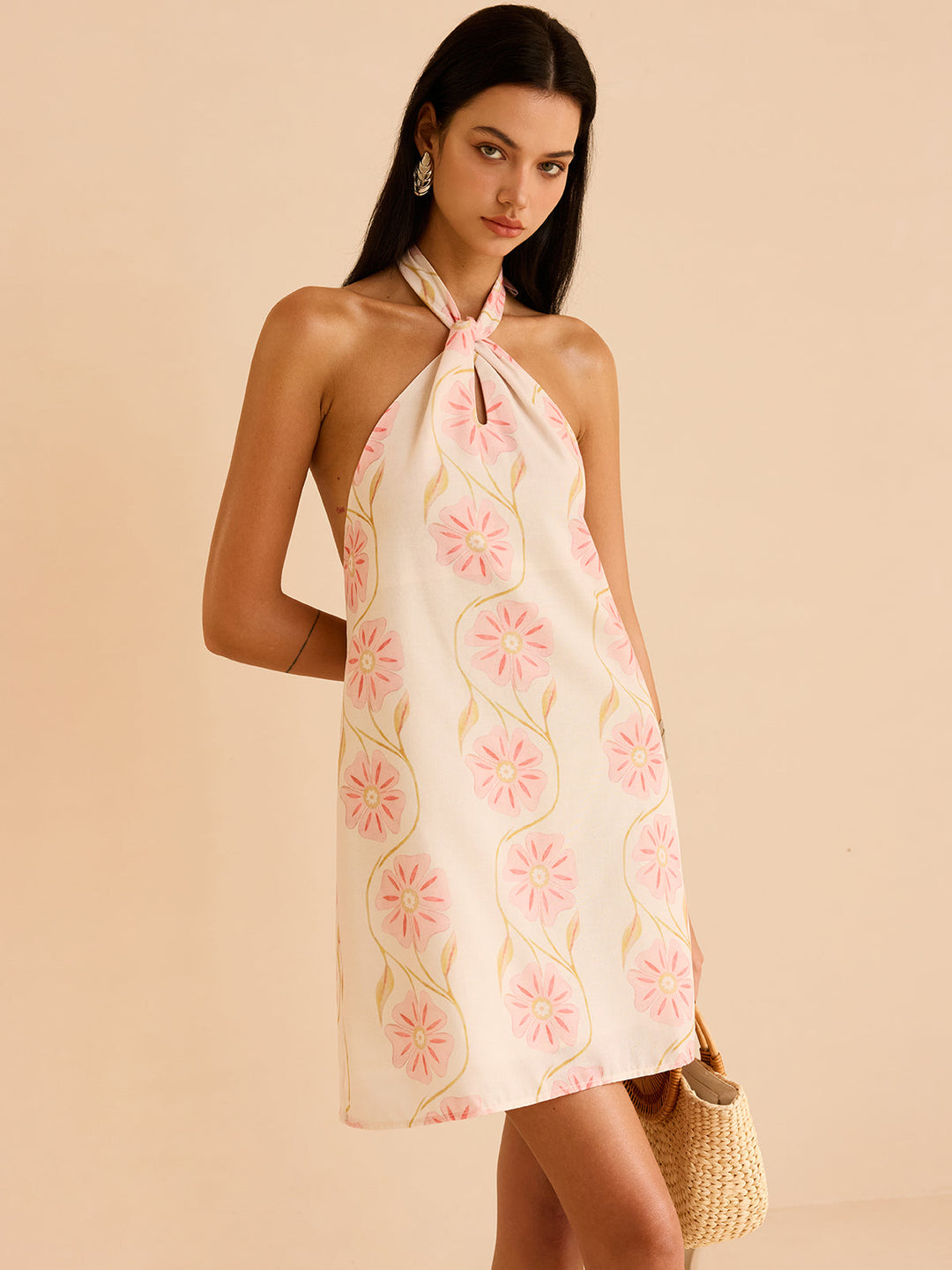 Robe Courte Mini à Fleurs Colhalter