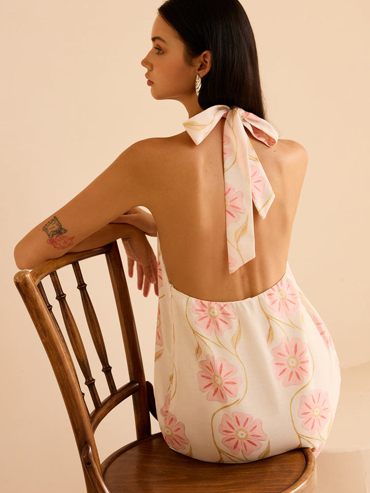 Robe Courte Mini à Fleurs Colhalter
