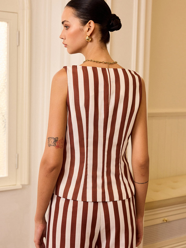 Gilet à rayures avec poches
