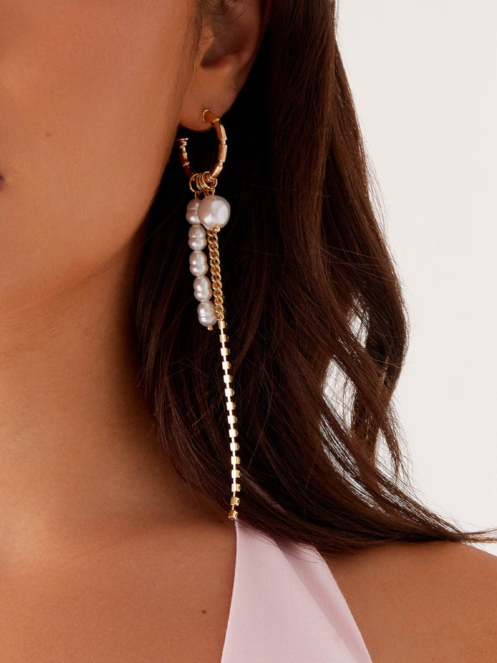 Boucles d'oreilles perle et chaîne