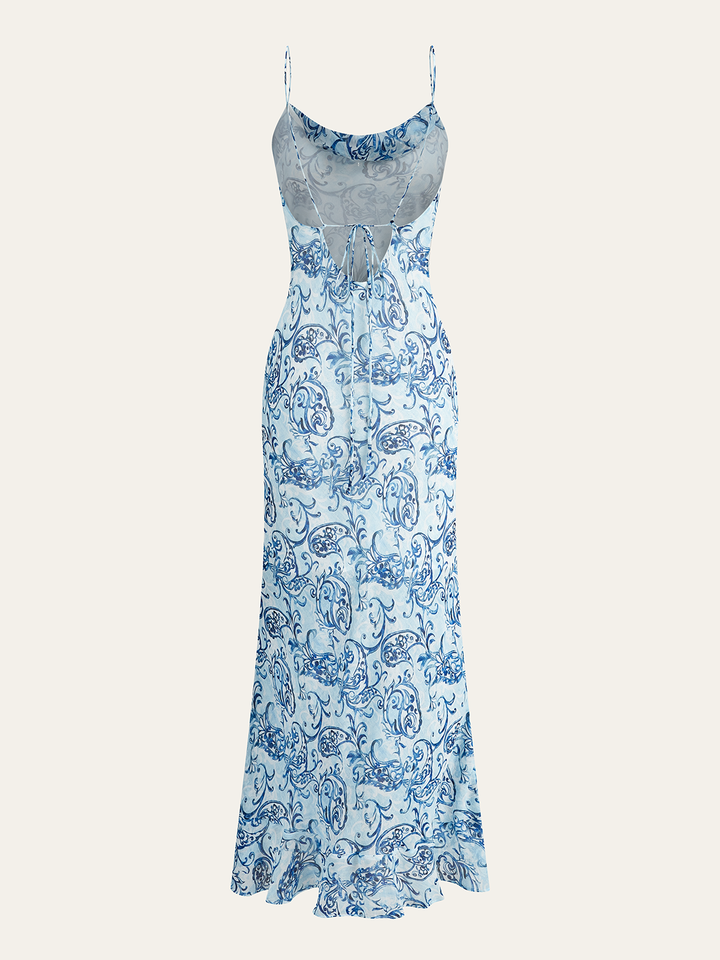 Robe Longue Dos Nu Imprimé Cachemire
