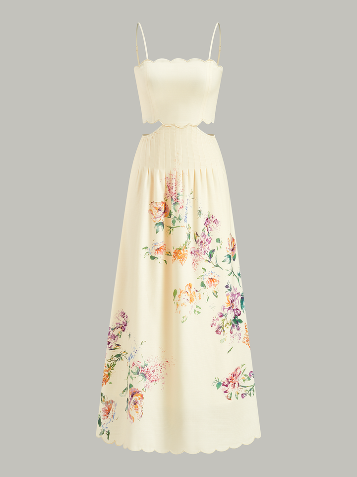 Robe sans manches à lacets floraux au dos