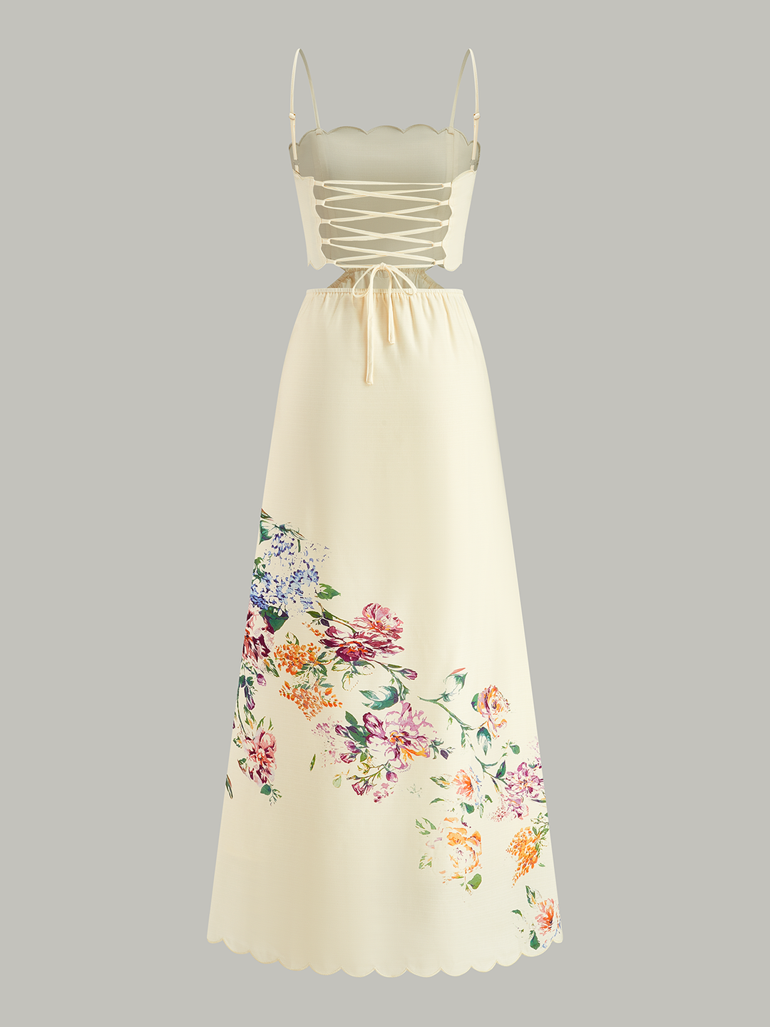 Robe sans manches à lacets floraux au dos