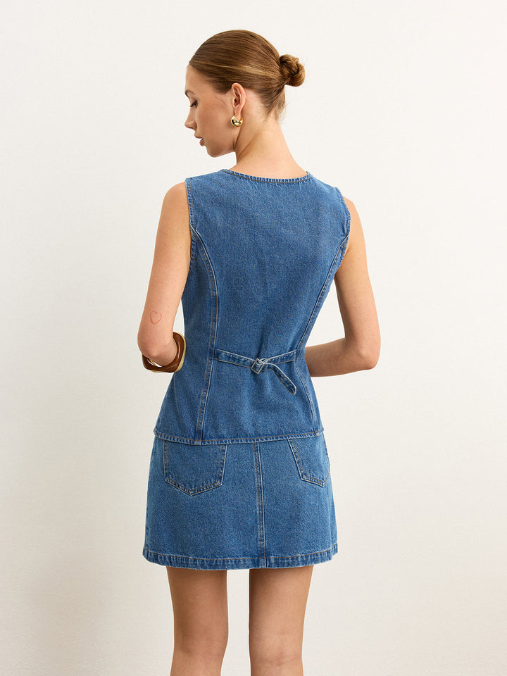Ensemble Jupe en Jean sans Manches