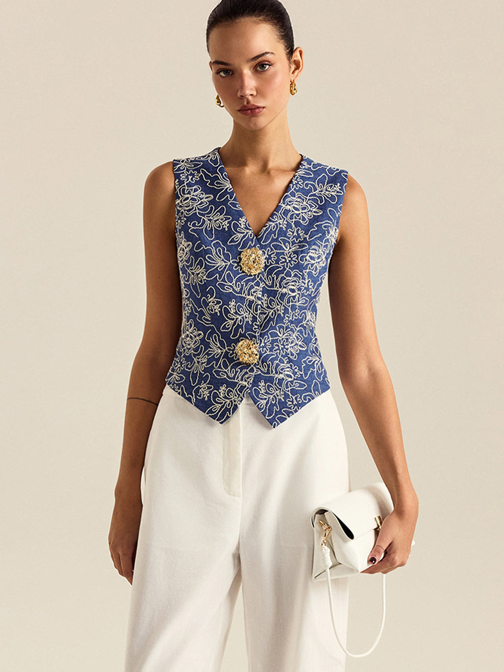Gilet Brodé Floral