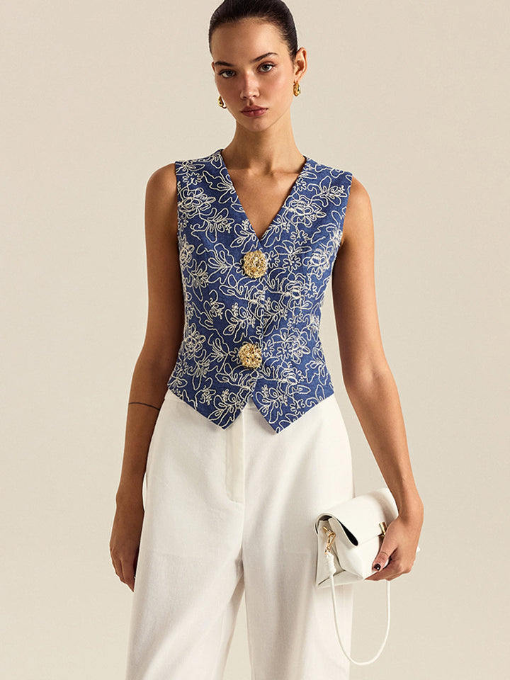 Gilet Brodé Floral