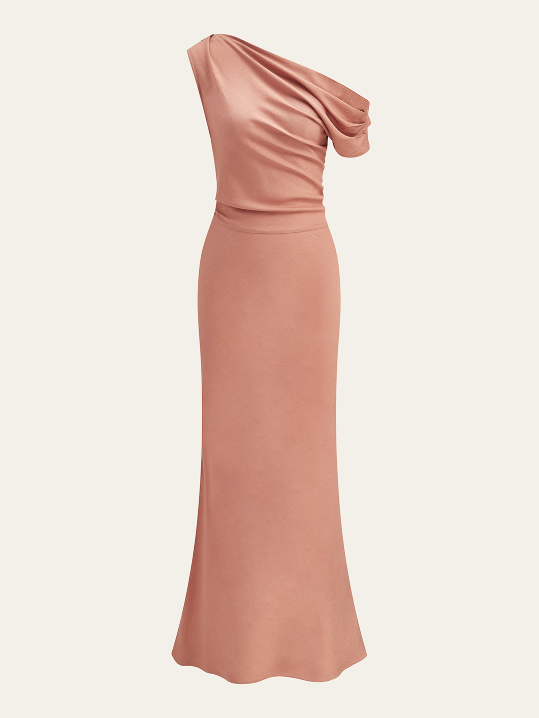 Robe Longue à Épaule Unique Drapée