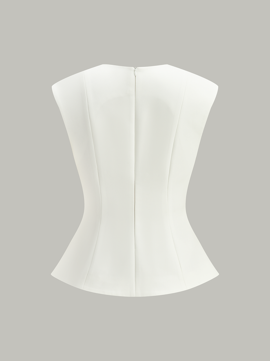 Haut Peplum sans Manches avec Boutons Métalliques