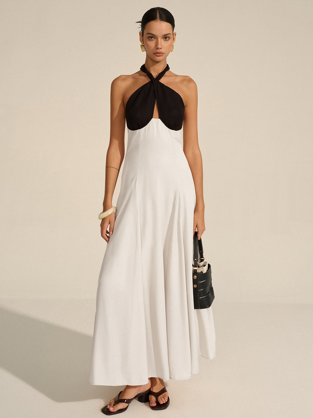 Robe Maxi à Col Halter Découpé