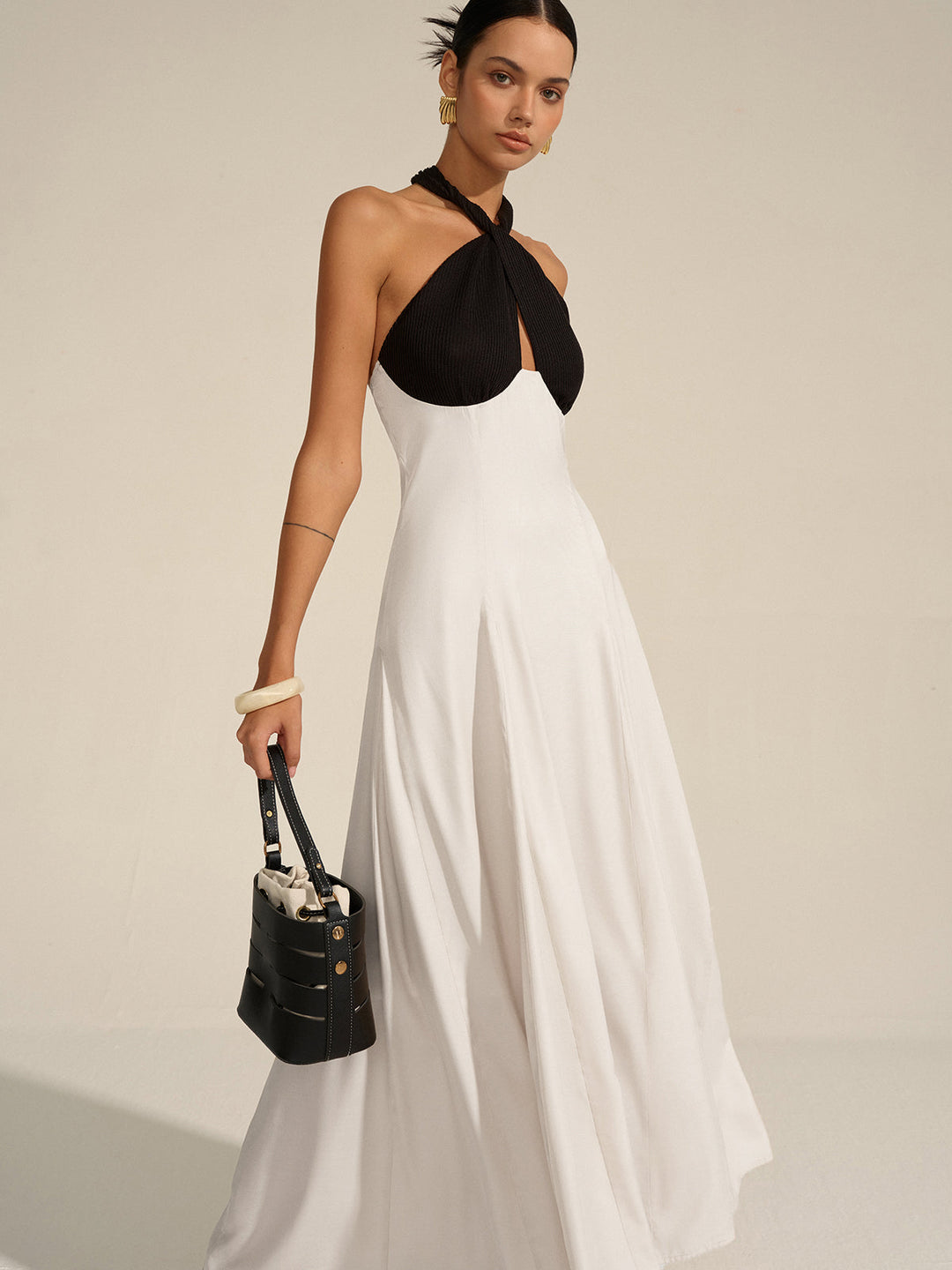 Robe Maxi à Col Halter Découpé