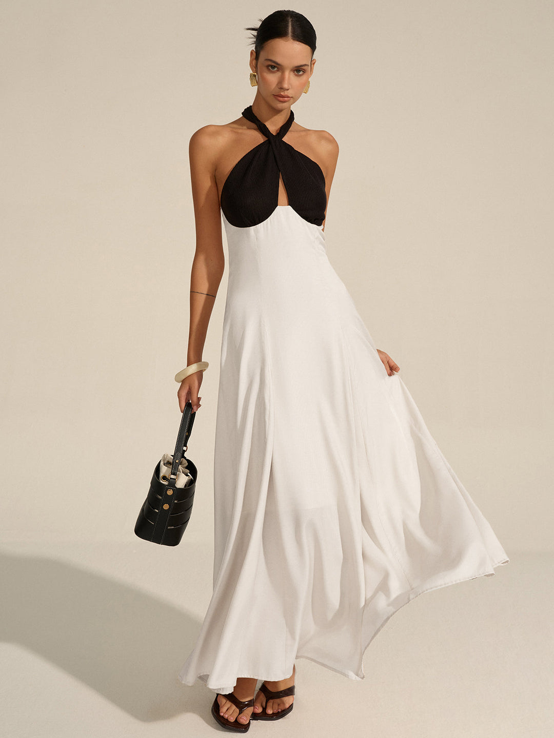 Robe Maxi à Col Halter Découpé