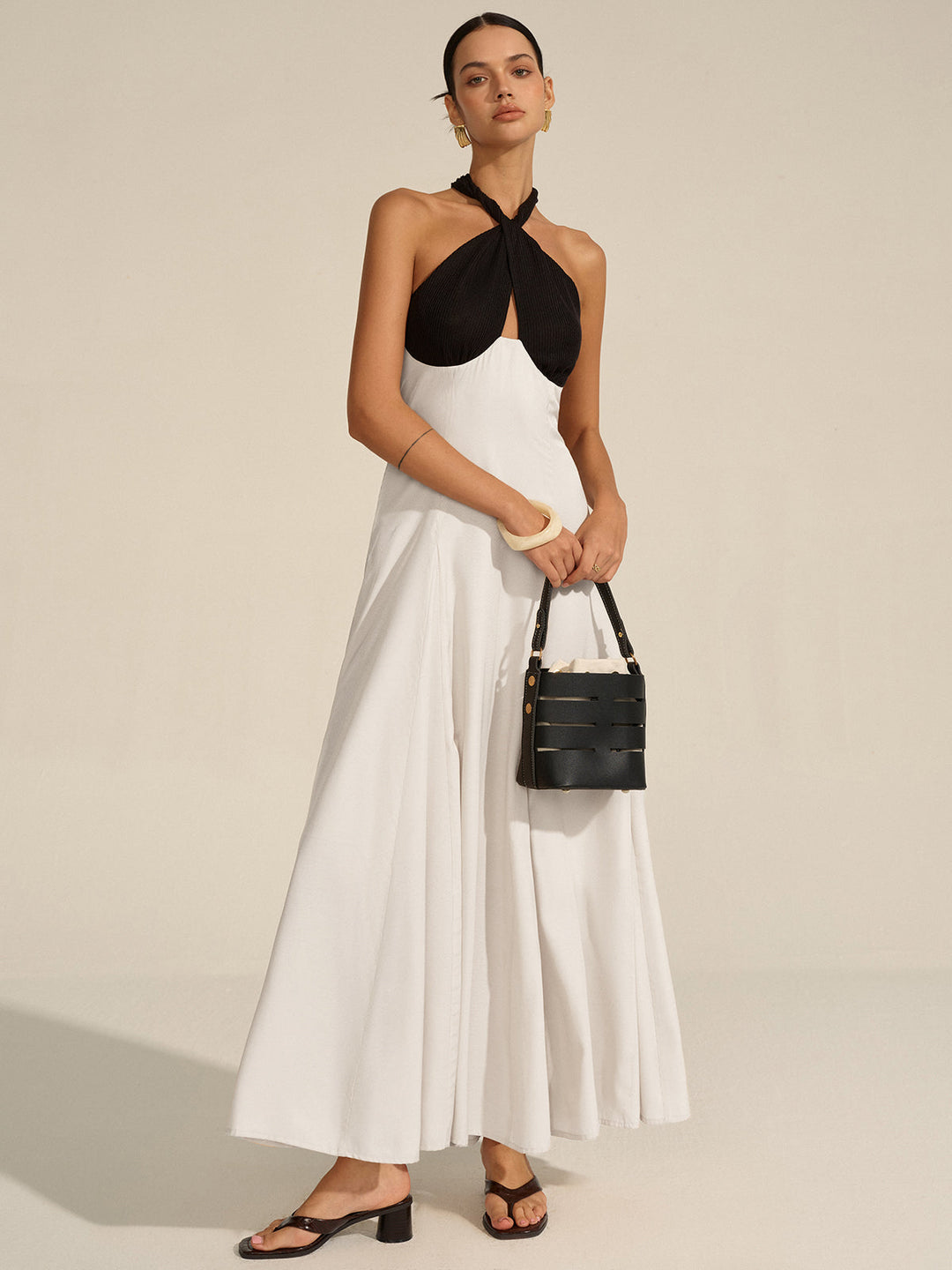 Robe Maxi à Col Halter Découpé
