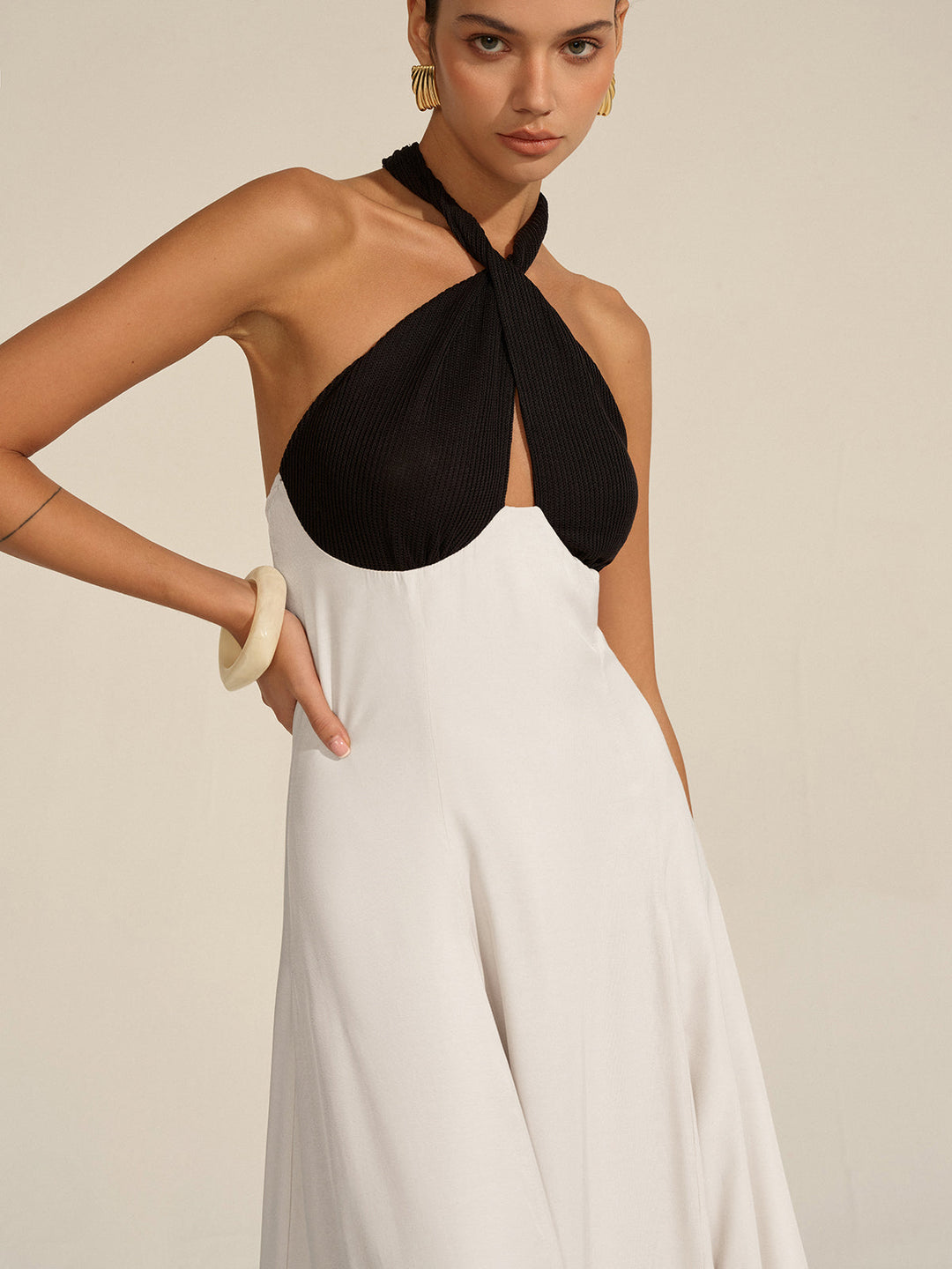 Robe Maxi à Col Halter Découpé