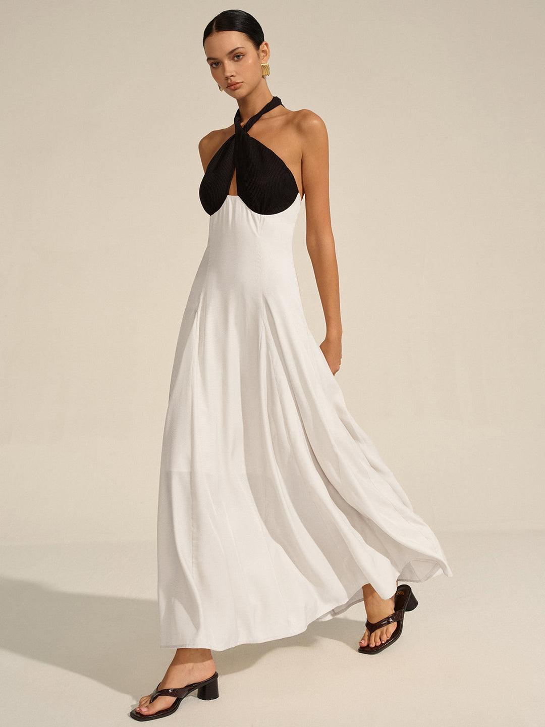 Robe Maxi à Col Halter Découpé