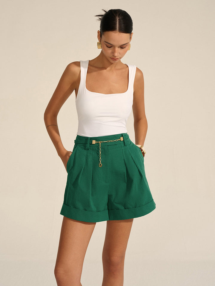 Shorts Bouffants à Chaîne Dorée