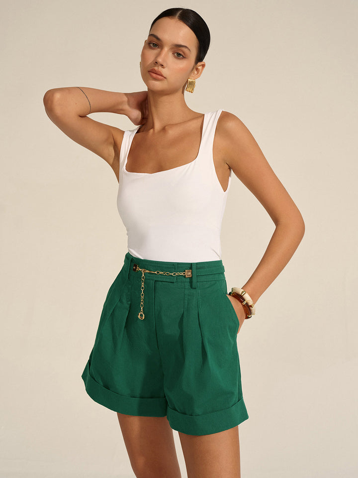 Shorts Bouffants à Chaîne Dorée