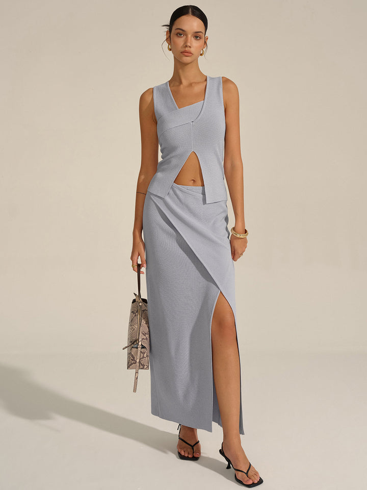 Ensemble Jupe Maille Taille Asymétrique
