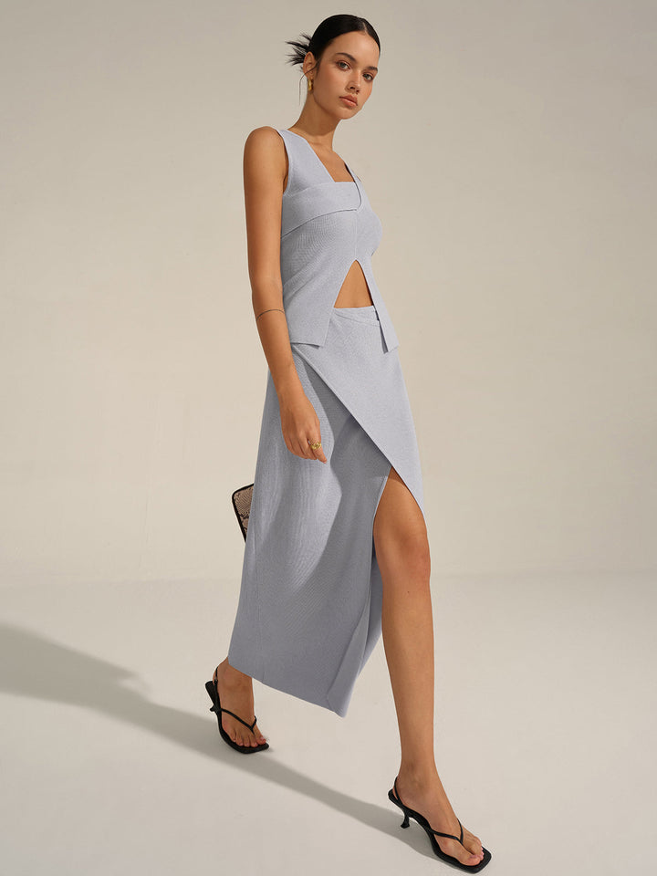 Ensemble Jupe Maille Taille Asymétrique