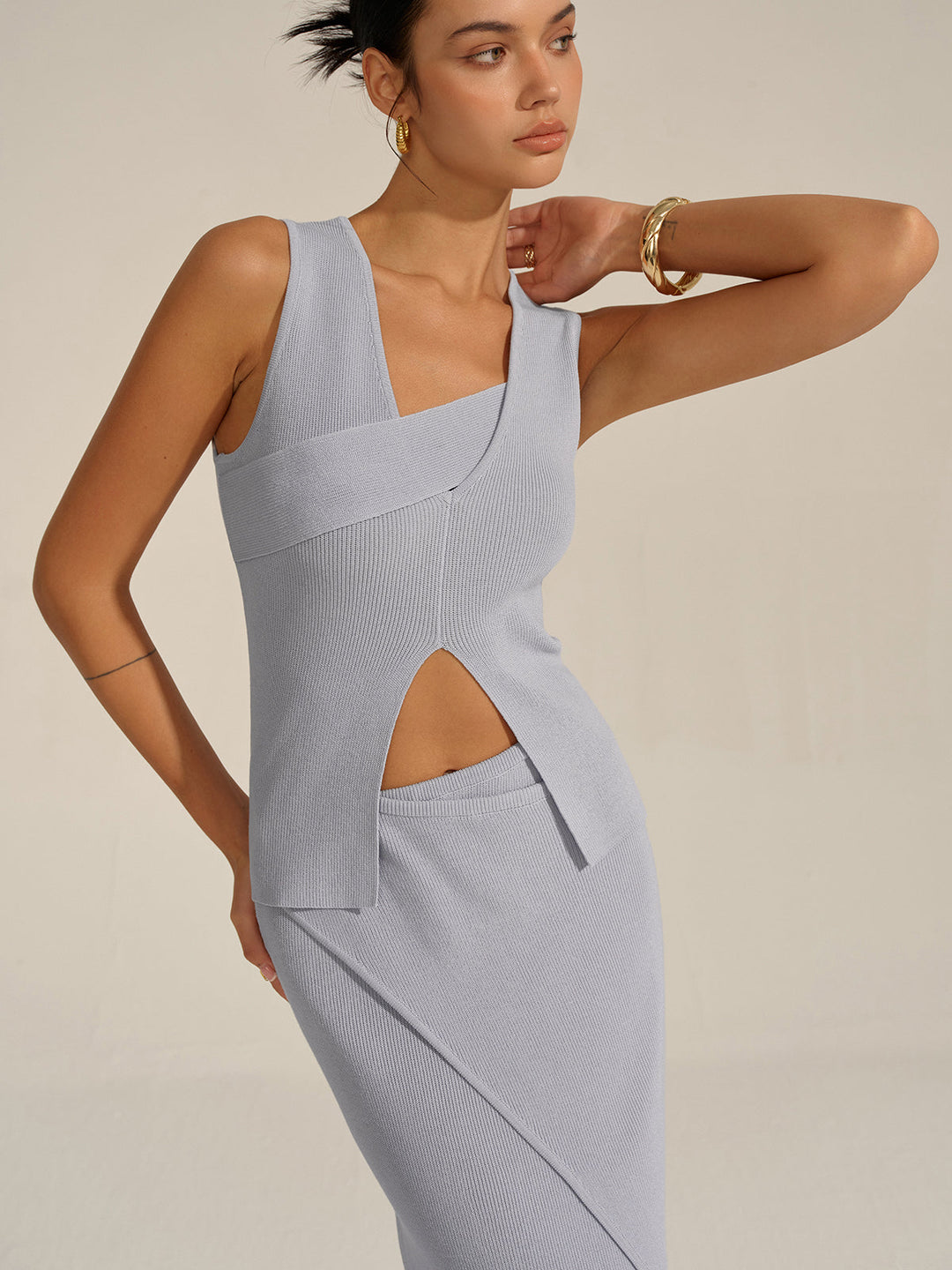Ensemble Jupe Maille Taille Asymétrique