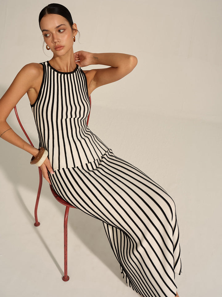 Ensemble coordonné en tricot rayé