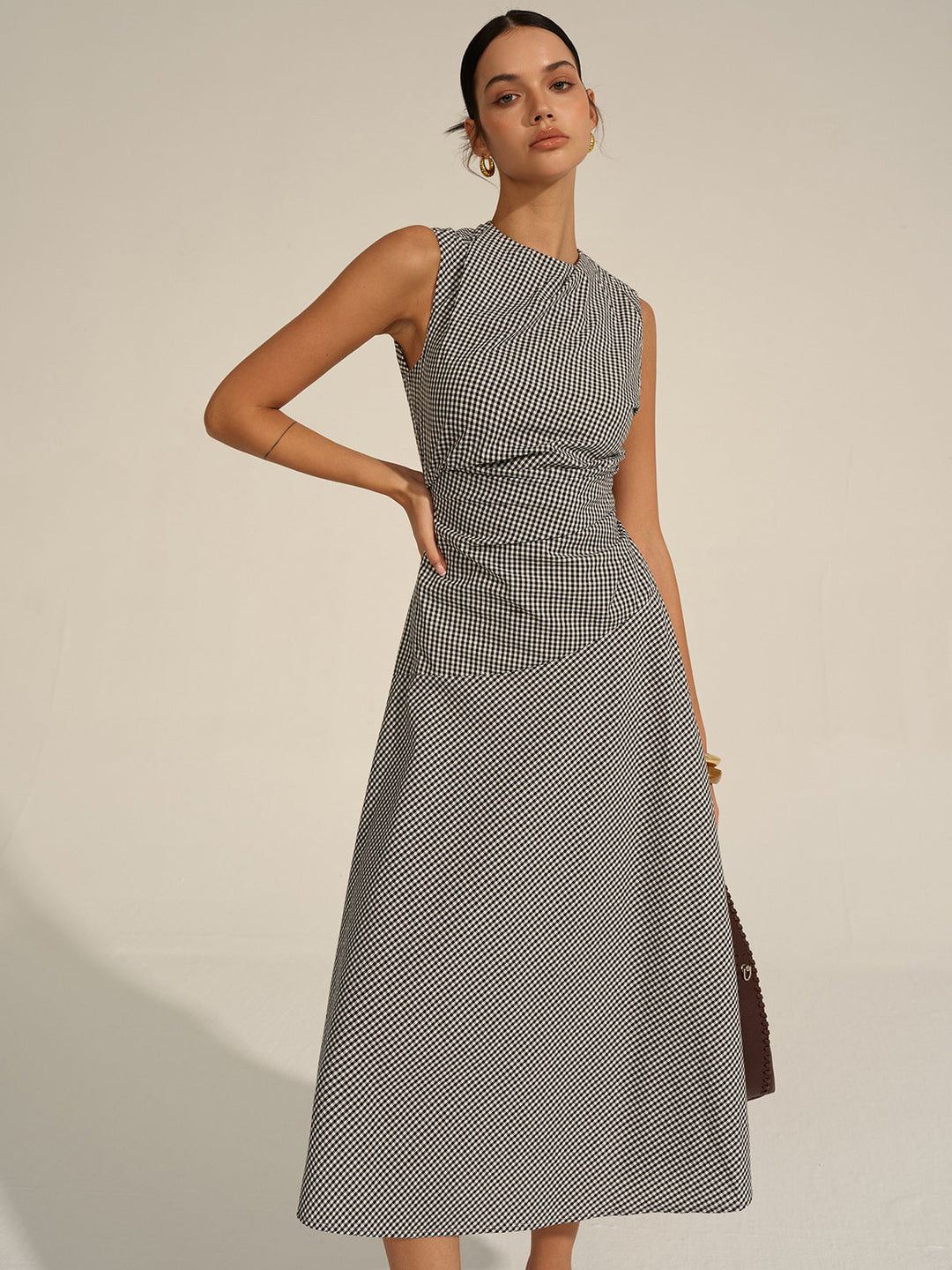 Robe Mi-longue à Carreaux