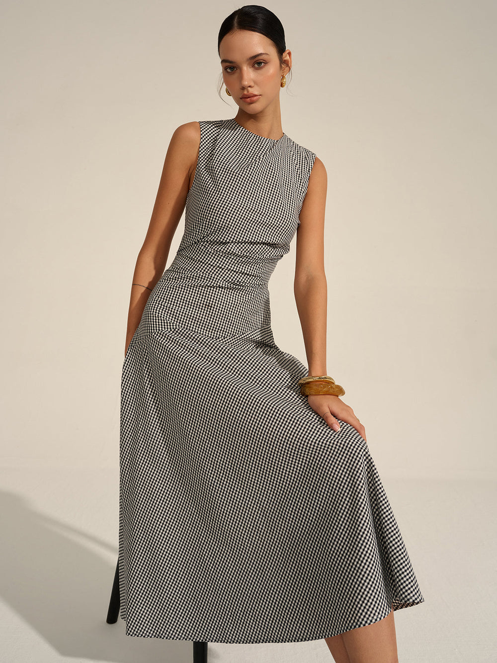 Robe Mi-longue à Carreaux