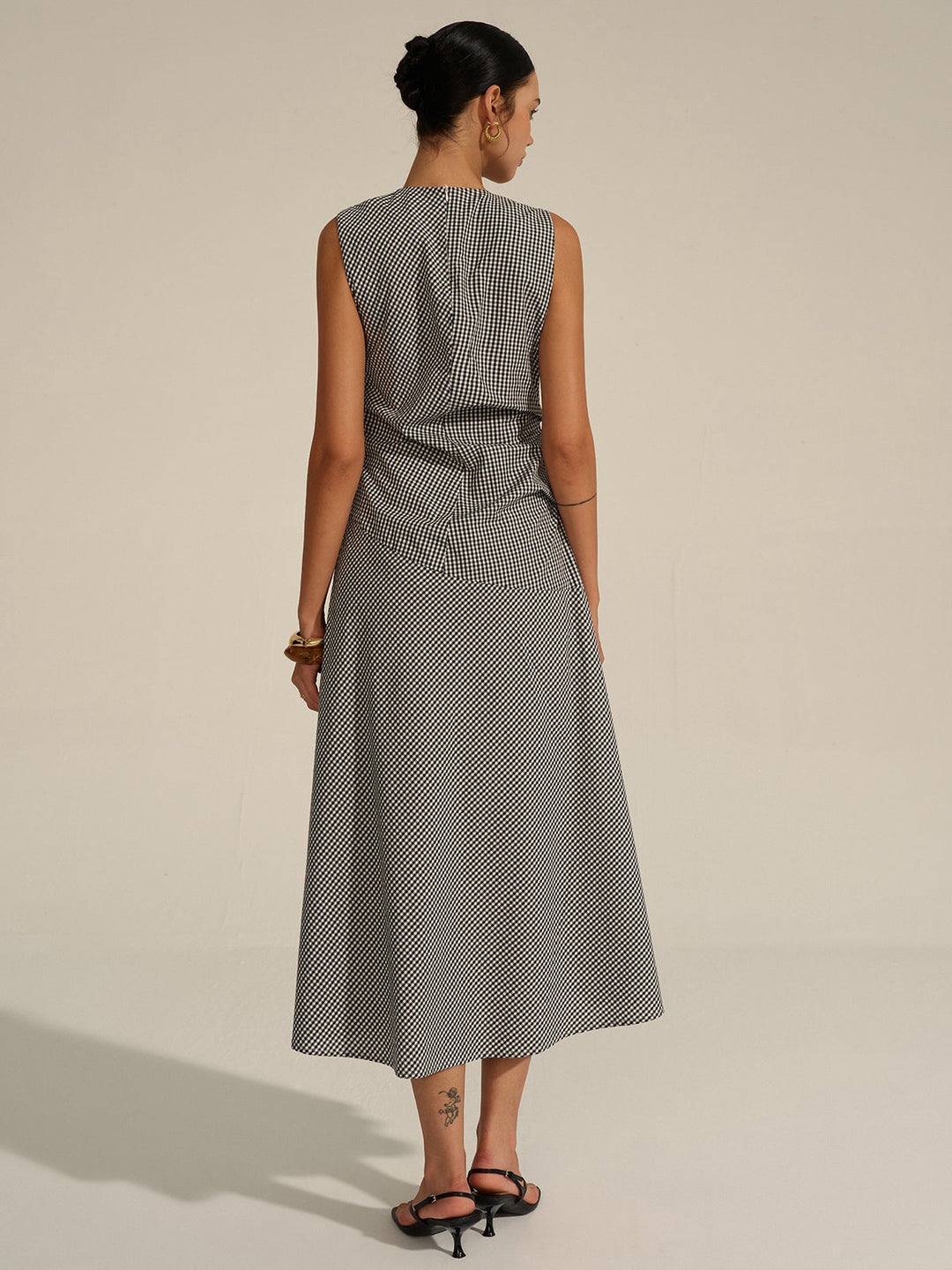 Robe Mi-longue à Carreaux