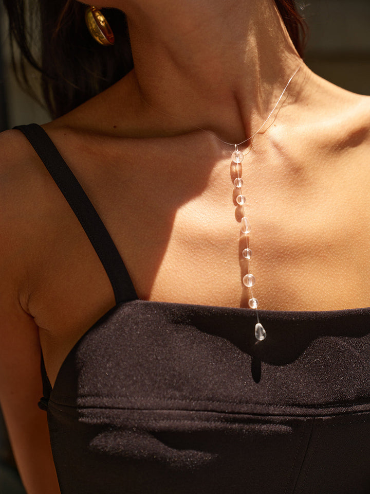 Collier Sautoir Transparent en Y
